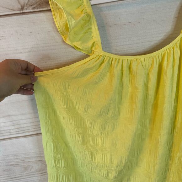 Kaileigh Yellow Ruffled Straps Sleeveless Blouse Size 2XL - Picture 2 of 6